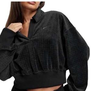 Nike Black Cropped Velour Pullover